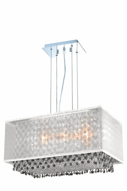 Elegant Lighting 3 Light 1691 Moda Collection Hanging Fixture With Silver Fabric Shade L21 Inch W12.5 Inch H11 Inch Lt:3 in Chrome Finish ( Model: 1691D21C-CL03/RC
