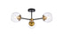 Elegant Lighting 3 Light Briggs 26 inch flush mount in black with clear shade in Black and Clear Finish Model: LD648F26BK