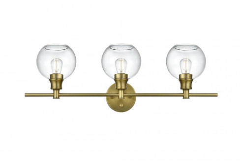 Elegant Lighting 3 Light Collier 3 Light in Satin Gold and Clear Glass Wall Sconce Model: LD2318SG