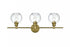 Elegant Lighting 3 Light Collier 3 Light in Satin Gold and Clear Glass Wall Sconce Model: LD2318SG