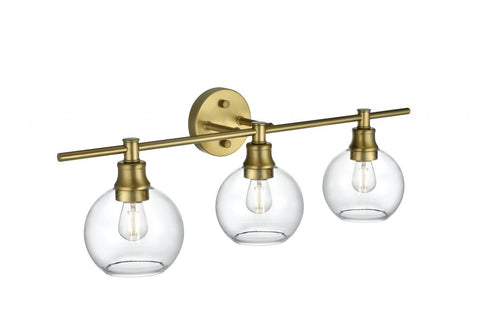 Elegant Lighting 3 Light Collier 3 Light in Satin Gold and Clear Glass Wall Sconce Model: LD2318SG