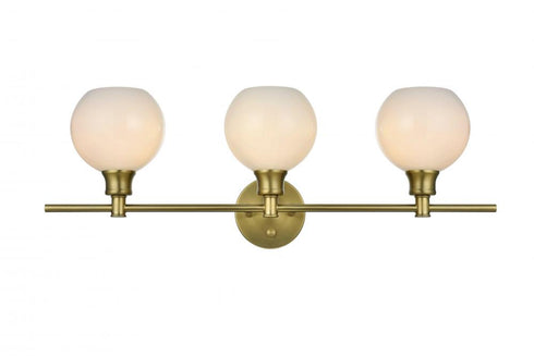 Elegant Lighting 3 Light Collier 3 Light in Satin Gold and Frosted White Glass Wall Sconce Model: LD2319SG