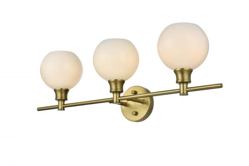 Elegant Lighting 3 Light Collier 3 Light in Satin Gold and Frosted White Glass Wall Sconce Model: LD2319SG