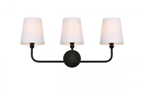 Elegant Lighting 3 Light Colson 3 Light in Black and Clear Bath Sconce Model: LD7322W26BLK