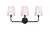 Elegant Lighting 3 Light Colson 3 Light in Black and Clear Bath Sconce Model: LD7322W26BLK