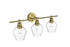 Elegant Lighting 3 Light Gene 3 Light in Satin Gold and Clear Glass Wall Sconce Model: LD2316SG