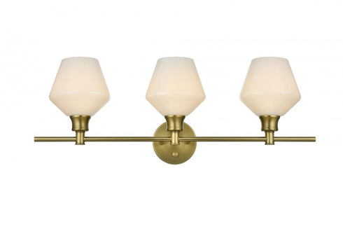 Elegant Lighting 3 Light Gene 3 Light in Satin Gold and Frosted White Glass Wall Sconce Model: LD2317SG