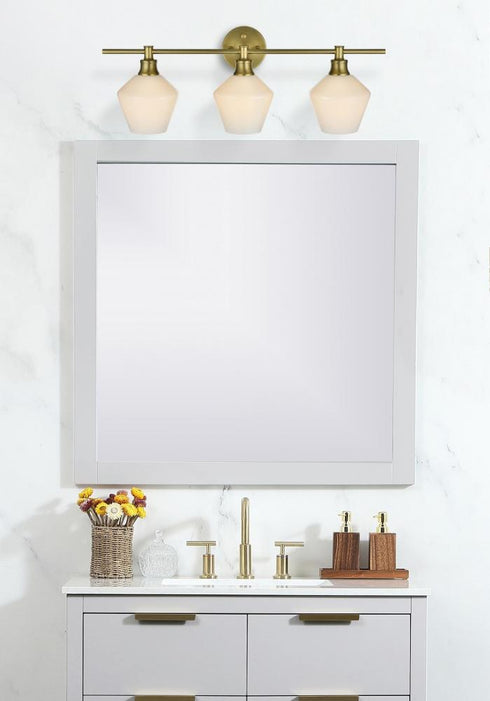 Elegant Lighting 3 Light Gene 3 Light in Satin Gold and Frosted White Glass Wall Sconce Model: LD2317SG