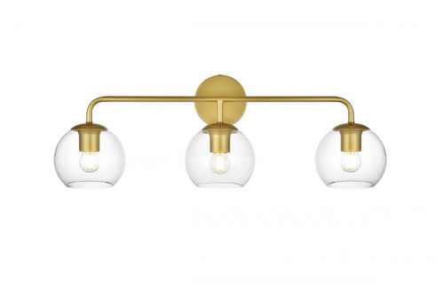 Elegant Lighting 3 Light Genesis 3 Light in Black and Clear Bath Sconce Model: LD7321W28BLK
