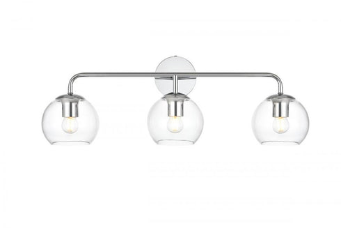 Elegant Lighting 3 Light Genesis 3 Light in Black and Clear Bath Sconce Model: LD7321W28BLK