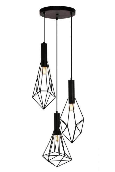 Elegant Lighting 3 Light Jago Collection Pendant D16.0 H30.4 Lt:3 in Black Finish Model: LDPD2108