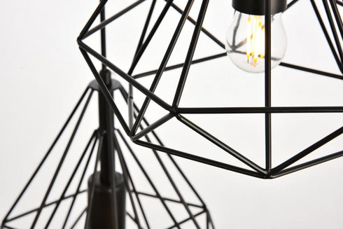Elegant Lighting 3 Light Jago Collection Pendant D18.1 H24.3 Lt:3 in Black Finish Model: LDPD2091