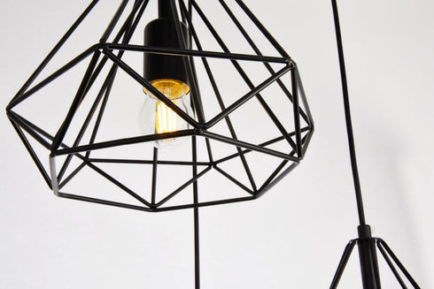 Elegant Lighting 3 Light Jago Collection Pendant D18.1 H24.3 Lt:3 in Black Finish Model: LDPD2091