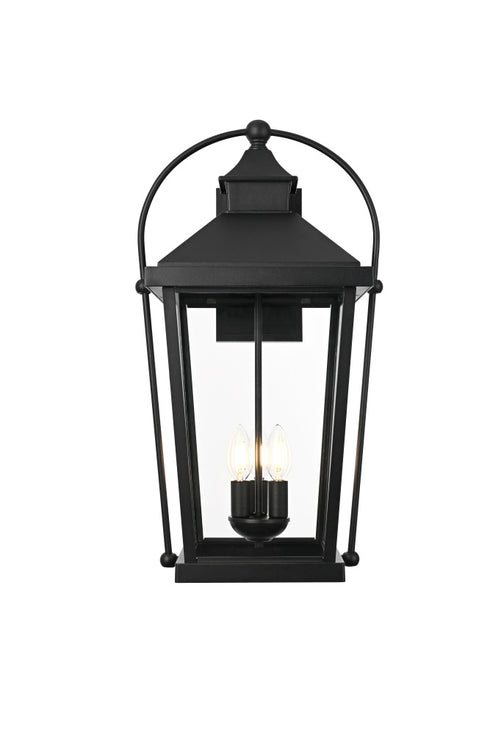 Elegant Lighting 3 Light Luz 24 inch Outdoor Wall sconce in Black in Black and Clear Finish Model: OD605W24BK