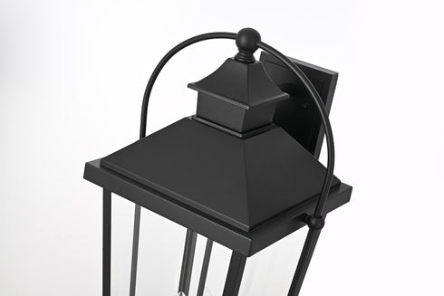 Elegant Lighting 3 Light Luz 24 inch Outdoor Wall sconce in Black in Black and Clear Finish Model: OD605W24BK