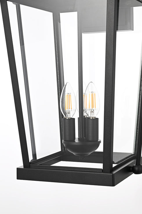 Elegant Lighting 3 Light Luz 24 inch Outdoor Wall sconce in Black in Black and Clear Finish Model: OD605W24BK