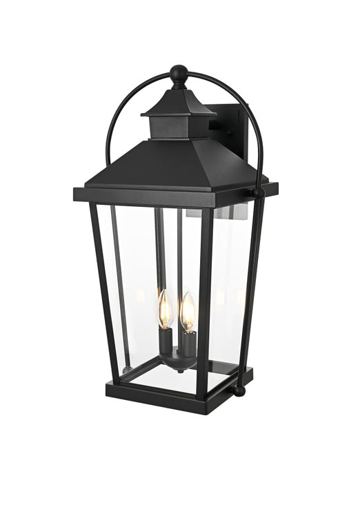 Elegant Lighting 3 Light Luz 24 inch Outdoor Wall sconce in Black in Black and Clear Finish Model: OD605W24BK