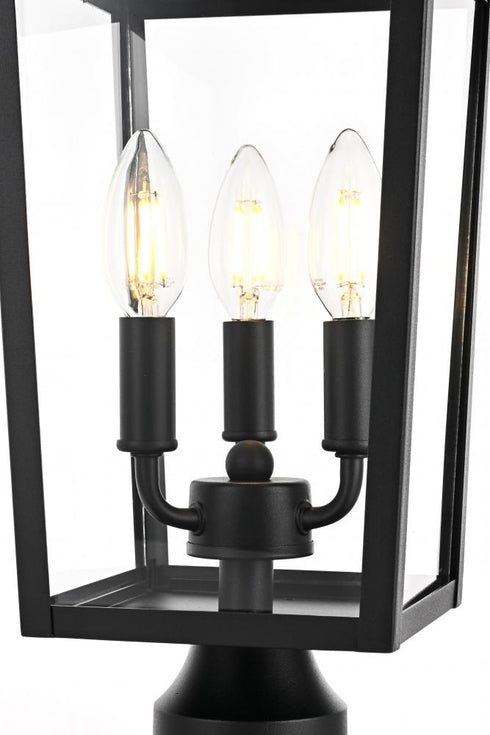 Elegant Lighting 3 Light Riggs 8 x 18 inch Outdoor Post Light in Black Model: OD502P18BK