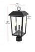 Elegant Lighting 3 Light Riggs 8 x 18 inch Outdoor Post Light in Black Model: OD502P18BK