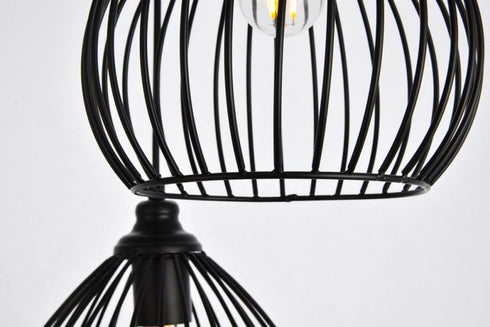 Elegant Lighting 3 Light Sayer Collection Pendant D16.0 H23.1 Lt:3 in Black Finish Model: LDPD2095