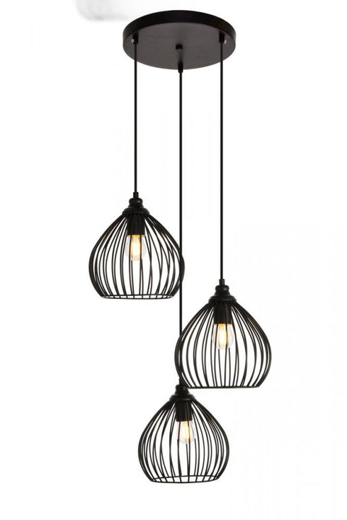 Elegant Lighting 3 Light Sayer Collection Pendant D16.0 H23.1 Lt:3 in Black Finish Model: LDPD2095