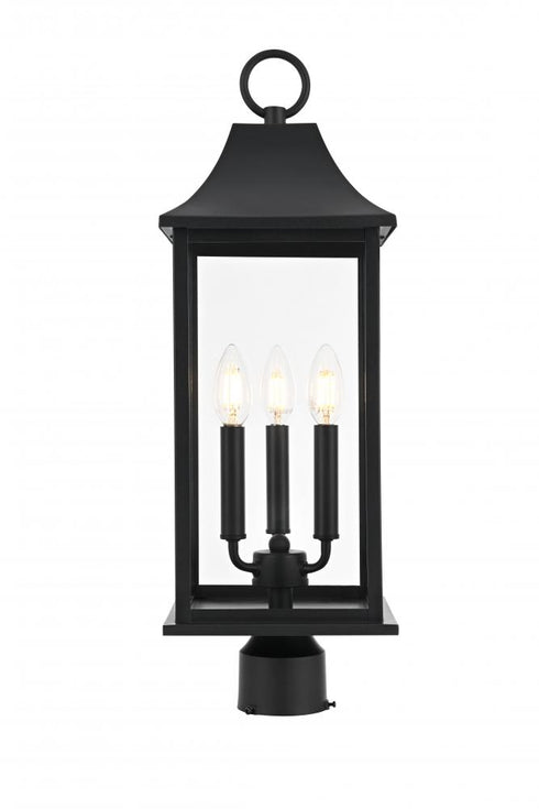 Elegant Lighting 3 Light Shepard 8 x 23.5 inch Outdoor Post Light in Black Model: OD503P24BK