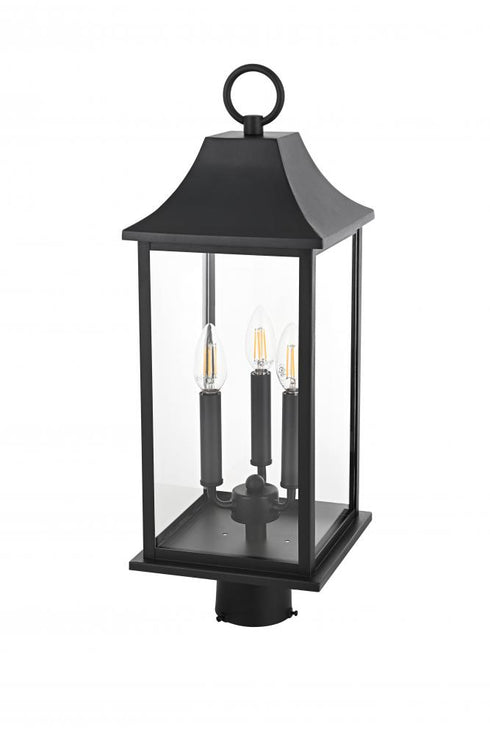 Elegant Lighting 3 Light Shepard 8 x 23.5 inch Outdoor Post Light in Black Model: OD503P24BK