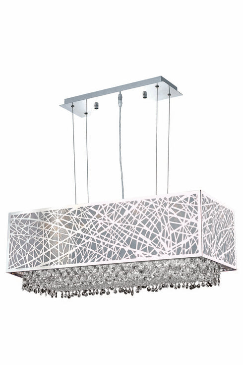 Elegant Lighting 4 Light 1791 Moda Collection Hanging Fixture With Metal Shade L29 Inch W13 Inch H11 Inch Lt:4 in Chrome Finish (Swarovski Model: 1791D29C-CL03/SS