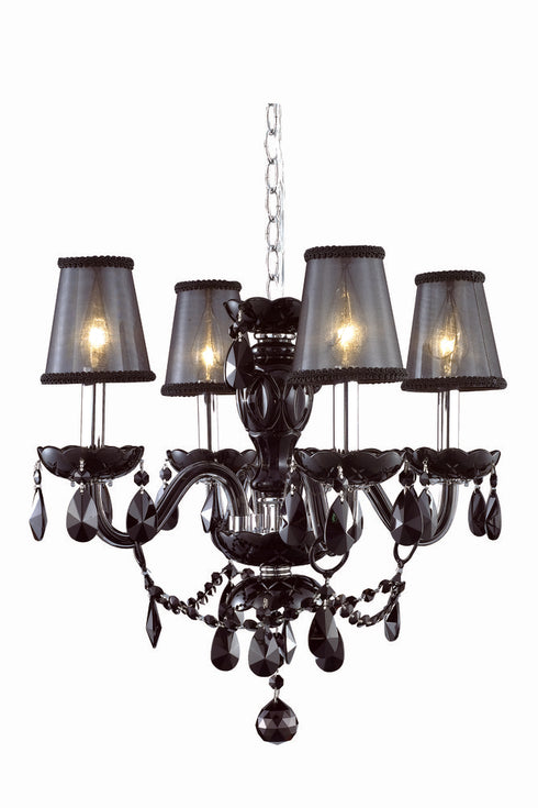 Elegant Lighting 4 Light 7834 Princeton Collection Hanging Fixture D17 Inch H18 Inch Lt:4 in Black Finish (Royal Cut Crystal Jet in Black Model: 7834D17B-JT/RC+SH