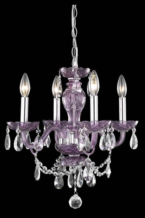 Elegant Lighting 4 Light 7834 Princeton Collection Hanging Fixture D17 Inch H18 Inch Lt:4 in Purple Finish (Royal Cut Crystal Clear) Model: 7834D17PE/RC+SH