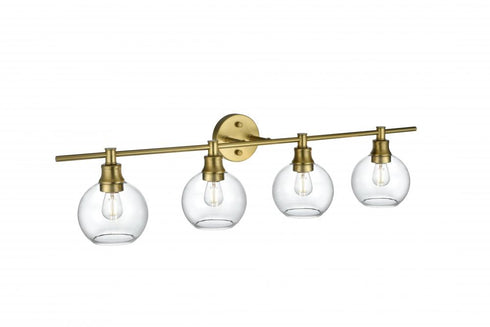 Elegant Lighting 4 Light Collier 4 Light in Satin Gold and Clear Glass Wall Sconce Model: LD2322SG