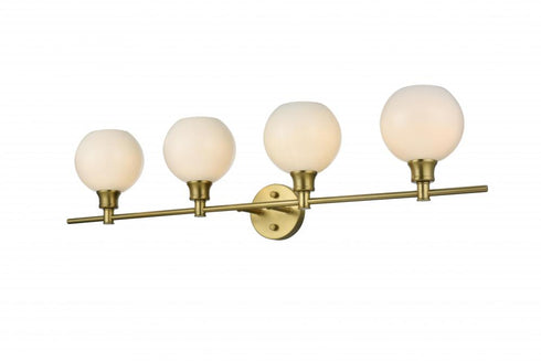 Elegant Lighting 4 Light Collier 4 Light in Satin Gold and Frosted White Glass Wall Sconce Model: LD2323SG