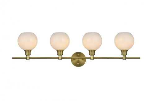 Elegant Lighting 4 Light Collier 4 Light in Satin Gold and Frosted White Glass Wall Sconce Model: LD2323SG