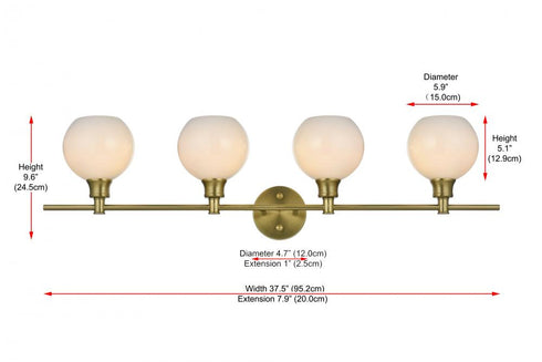 Elegant Lighting 4 Light Collier 4 Light in Satin Gold and Frosted White Glass Wall Sconce Model: LD2323SG