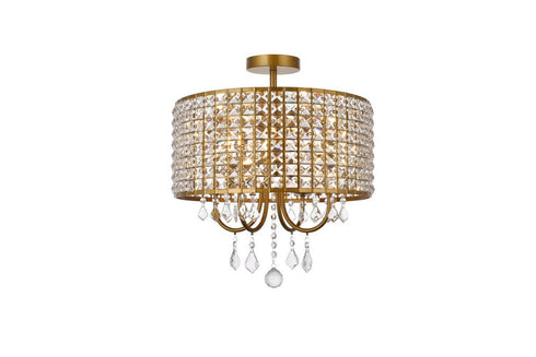 Elegant Lighting 4 Light Elise 14 inch flush mount in black Model: LD712F14BK