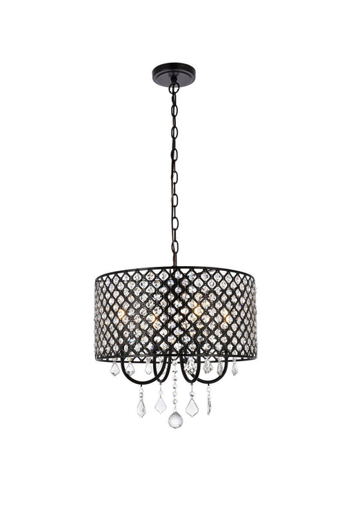 Elegant Lighting 4 Light Elise 14 inch pendant in black Model: LD711D14BK