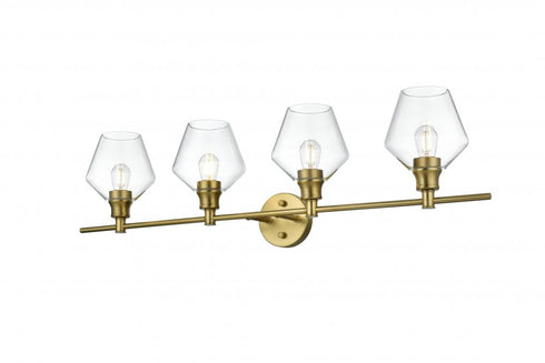 Elegant Lighting 4 Light Gene 4 Light in Satin Gold and Clear Glass Wall Sconce Model: LD2320SG
