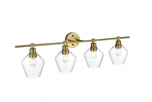 Elegant Lighting 4 Light Gene 4 Light in Satin Gold and Clear Glass Wall Sconce Model: LD2320SG