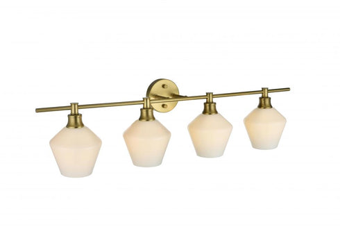 Elegant Lighting 4 Light Gene 4 Light in Satin Gold and Frosted White Glass Wall Sconce Model: LD2321SG
