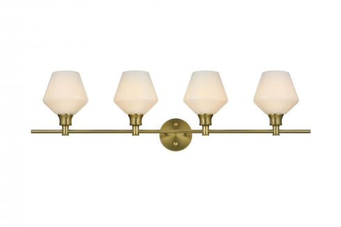 Elegant Lighting 4 Light Gene 4 Light in Satin Gold and Frosted White Glass Wall Sconce Model: LD2321SG