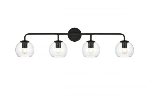 Elegant Lighting 4 Light Genesis 4 Light in Black and Clear Bath Sconce Model: LD7321W37BLK