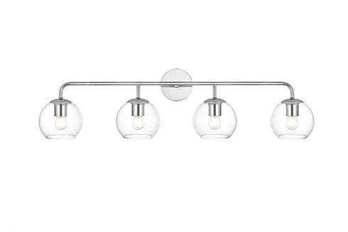 Elegant Lighting 4 Light Genesis 4 Light in Black and Clear Bath Sconce Model: LD7321W37BLK