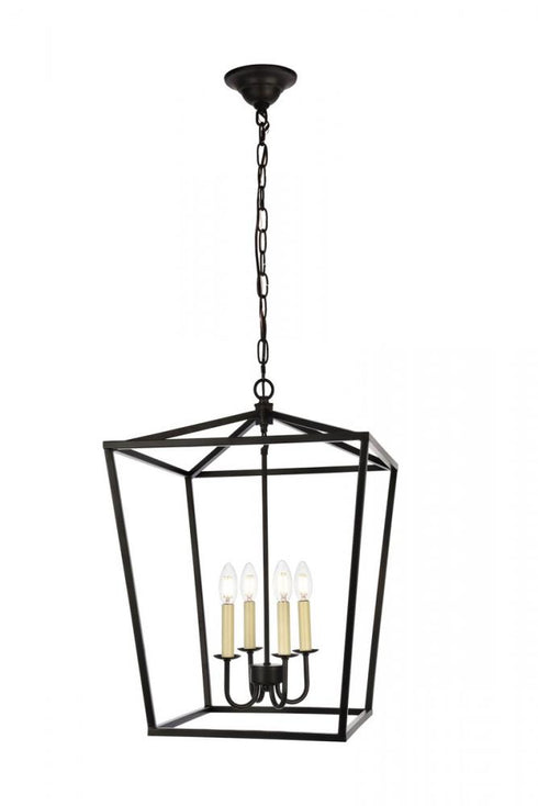 Elegant Lighting 4 Light Maddox Collection Pendant D17 H24.25 Lt:4 in Black Finish Model: LD6008D17BK