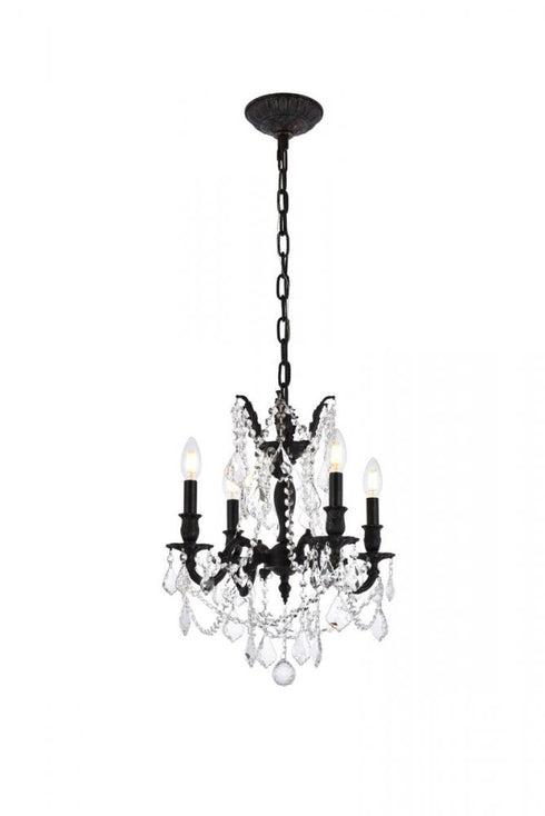 Elegant Lighting 4 Light Rosalia Hang D17 Inch H21 Inch L4 DB G RC in Dark Bronze Finish Model: 9204D17DB-GT/RC