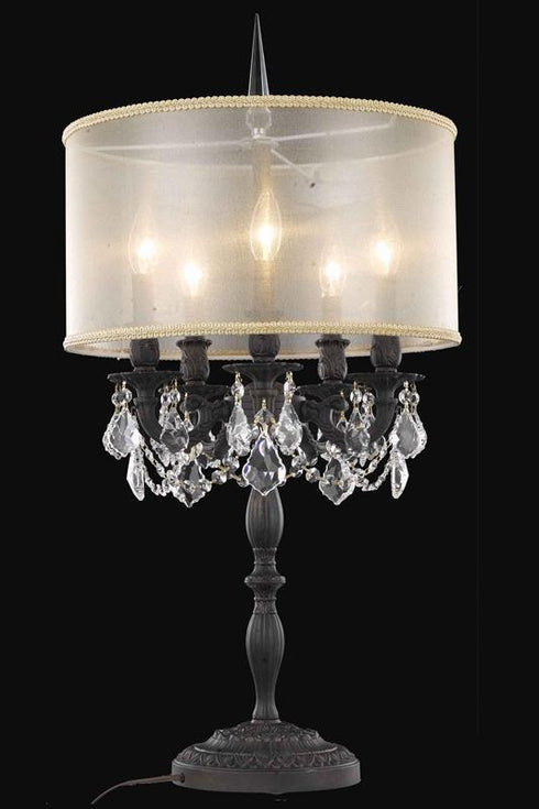 Elegant Lighting 5 Light 9205 Rosalia Collection Table Lamp With Gold Round Shade D16 Inch H31 Inch Lt:5 in Dark Bronze Finish (Elegant Model: 9205TL13DB+SH-1R16G/EC