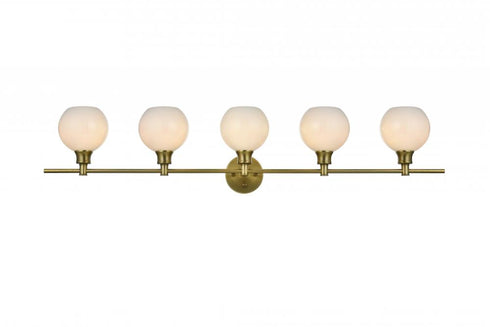 Elegant Lighting 5 Light Collier 5 Light in Satin Gold and Frosted White Glass Wall Sconce Model: LD2327SG