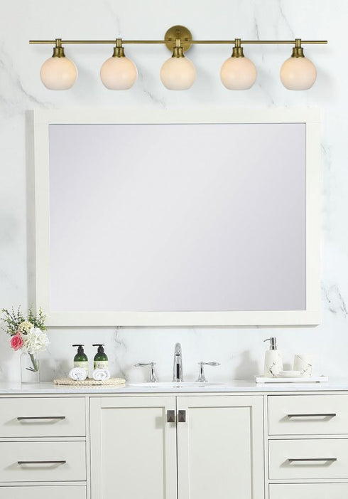 Elegant Lighting 5 Light Collier 5 Light in Satin Gold and Frosted White Glass Wall Sconce Model: LD2327SG