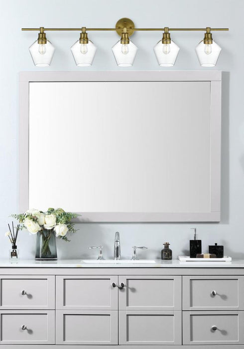 Elegant Lighting 5 Light Gene 5 Light in Satin Gold and Clear Glass Wall Sconce Model: LD2324SG