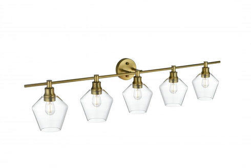 Elegant Lighting 5 Light Gene 5 Light in Satin Gold and Clear Glass Wall Sconce Model: LD2324SG