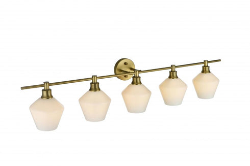 Elegant Lighting 5 Light Gene 5 Light in Satin Gold and Frosted White Glass Wall Sconce Model: LD2325SG